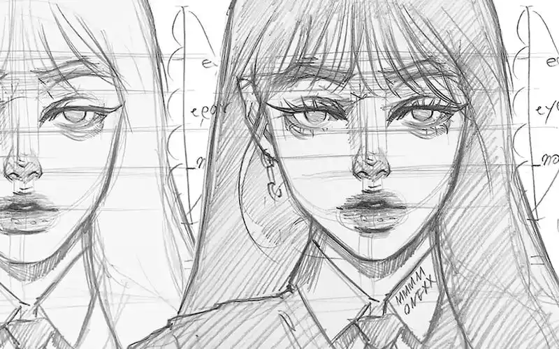 【绘画过程】我怎么用黄金比例画人脸_哔哩哔哩_bilibili