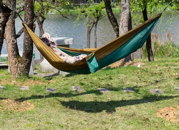 野外轻便吊床户外秋千防侧翻大人双人儿童露营用品大全吊椅可橘黄色