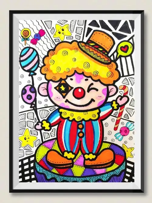 儿童创意画分享有趣的小丑