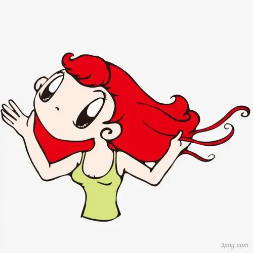 卡通长发女孩子png素材透明免抠图片动植人物