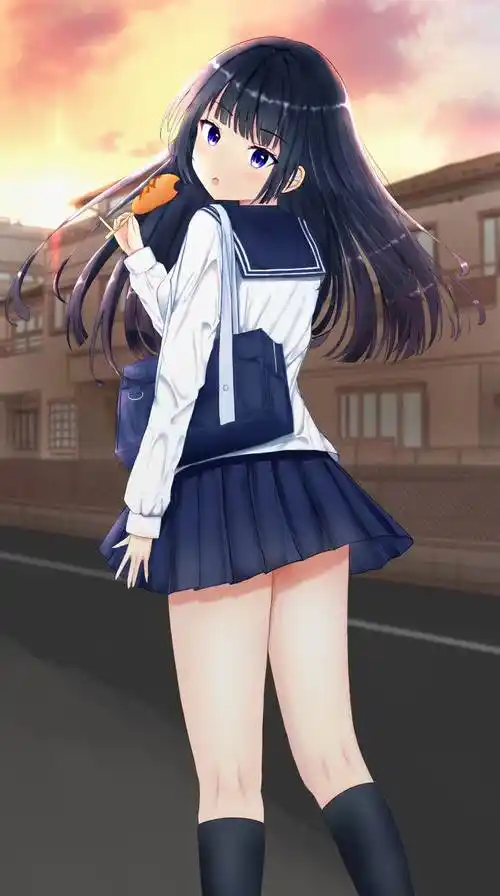 的水手服少女插画图片