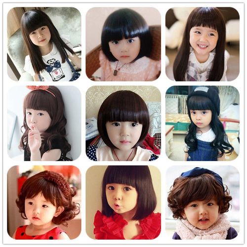 儿童假发女童宝宝bobo头套可爱萌公主卷短发小女孩表演长直齐刘海