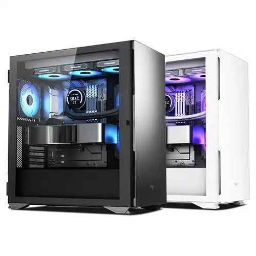 爱国者yogok1机箱电脑台式主机大eatx白色中塔侧透明360水冷diy