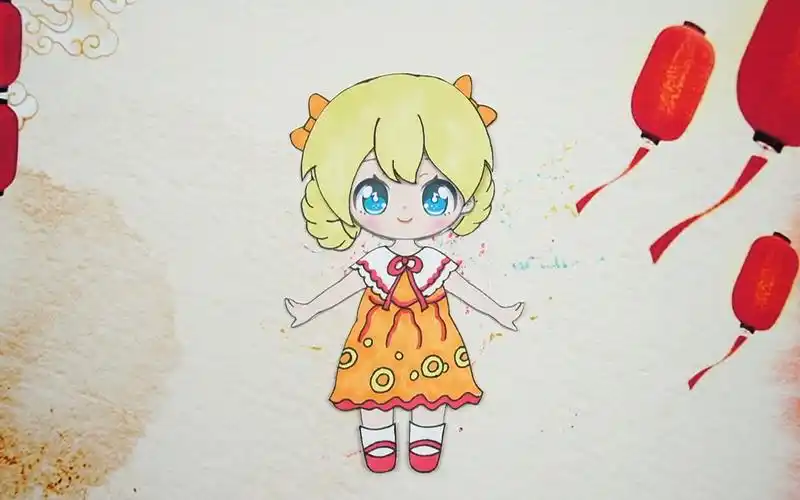 童话计划创意手工,初音未来纸娃娃七色花装