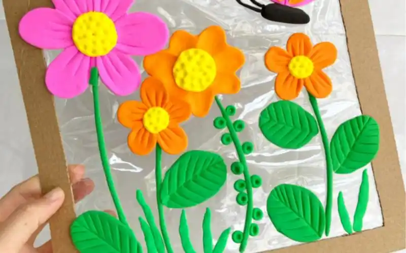 用废旧纸壳和超轻粘土就可以做的春天装饰画