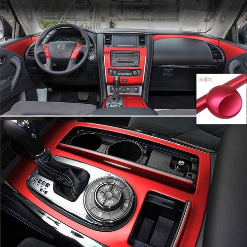 适用于14-19款日产途乐改装内饰碳纤维贴纸中控排位装饰改色贴膜