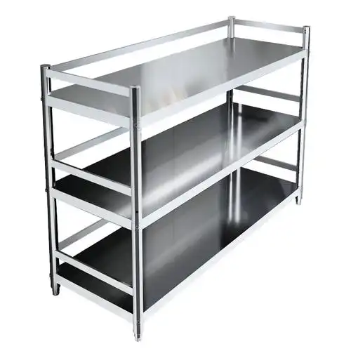 带围栏护栏不锈钢厨房置物架落地3三多层微波炉收纳储物货架蔬菜4