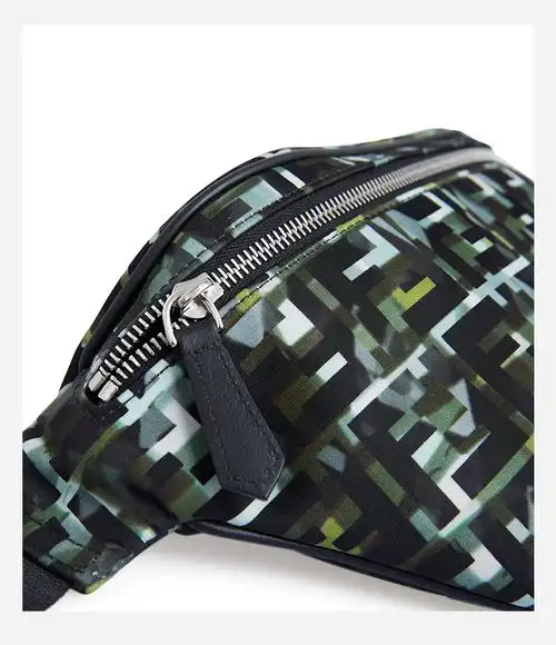 2020新款fendi芬迪男士拼色迷彩尼龙ff印花图案腰包 迷彩