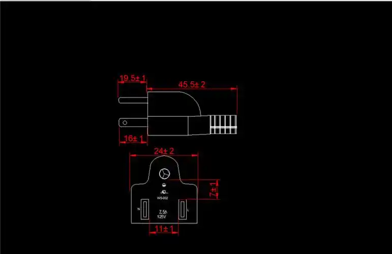 美式美规美标电源线一圆一竖一横安规环保电源插头sjt14awg2.08平