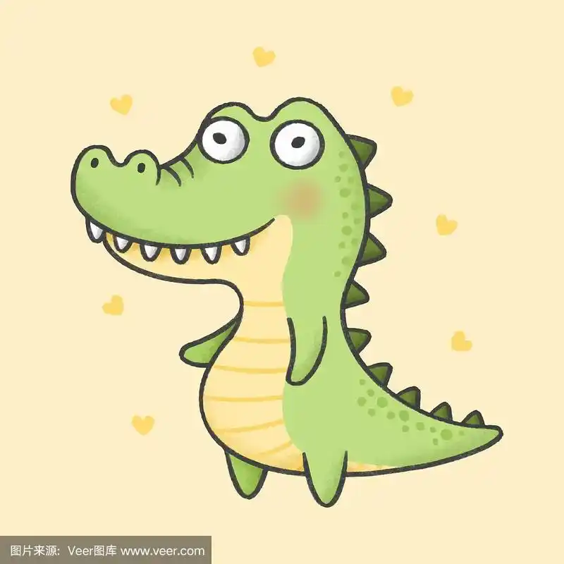 鳄鱼卡通手绘风格