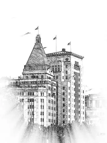 上海老外滩,新外滩,南外滩,北外滩建筑素描