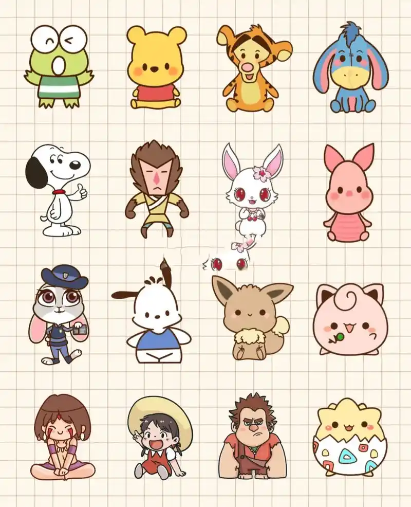 简笔画打卡|手帐简笔画素材|动画人物篇3 临摹自网络,可爱的卡通动漫