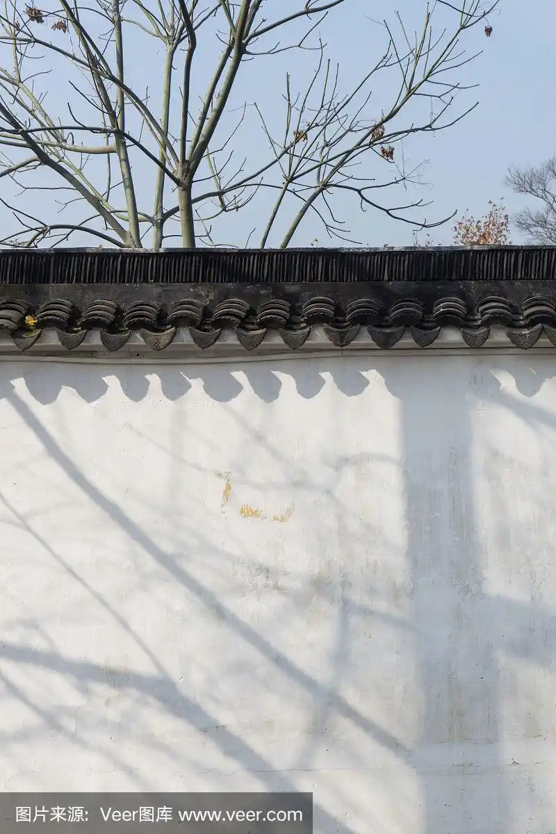 苏州花园的白墙背景