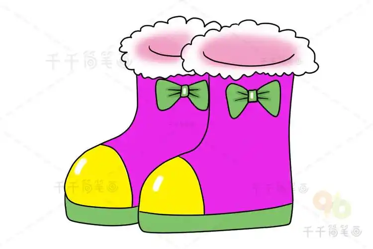 漂亮的儿童女鞋简笔画蝴蝶结船鞋简笔画粉色拖鞋简笔画儿童雨鞋简笔画