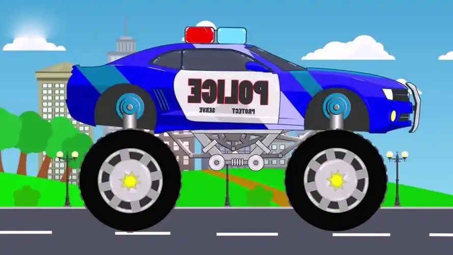 越野警车可以穿越各种车辆,石头,大火等障碍物,汽车动画