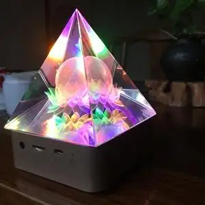 嗡啊吽如意摩尼宝珠led灯供佛像舍利松静定慧金字塔音箱发光水晶