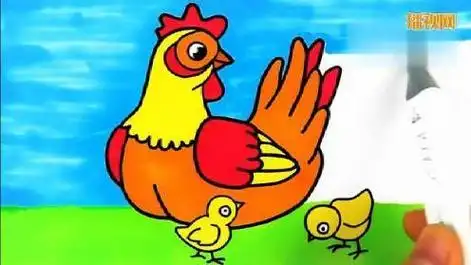 带颜色尖叫的母鸡的简笔画鸡妈妈简笔画颜色母鸡给小鸡喂食小鸡的家简