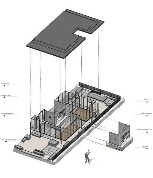 电竞酒店空间三维分析图