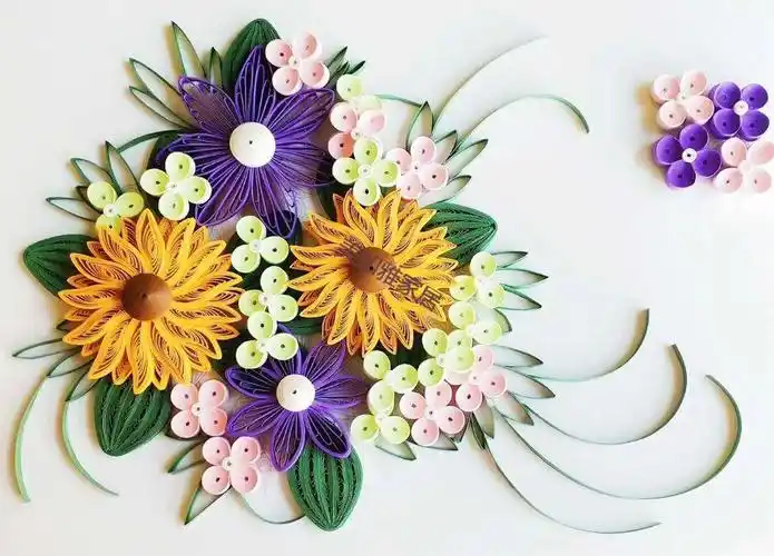 衍纸套装手工材料包学生初学者作品diy底线稿图向日葵衍纸画工具72号