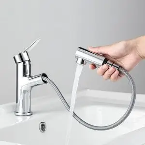 洗脸池可抽拉伸缩式水龙头图片