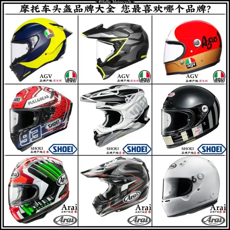 国内外知名摩托车头盔品牌大全!