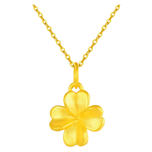 kecosweet四叶草黄金项链女足金999吊坠锁骨链2023新款七夕礼物送女友