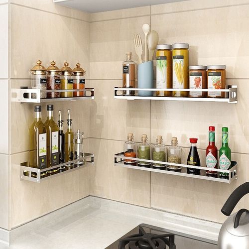 免打孔304不锈钢厨房调料味架壁挂式碗碟置物架油盐酱醋收纳架子