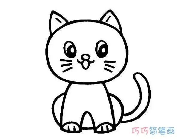 开心小猫的画法简单可爱_卡通小猫简笔画图片 - 巧巧简笔画