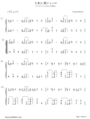 w.l-蜡笔小新op14双手简谱预览