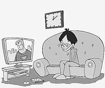 爸爸看电视的简笔画简单