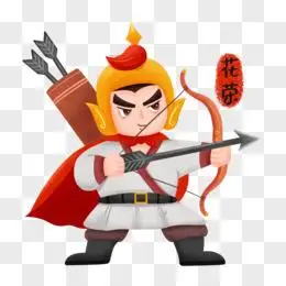 一组手绘q版卡通水浒传人物套图之花荣免抠元素