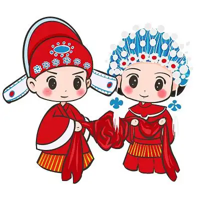 古代婚礼平面卡通拜堂成亲png素材婚礼元素