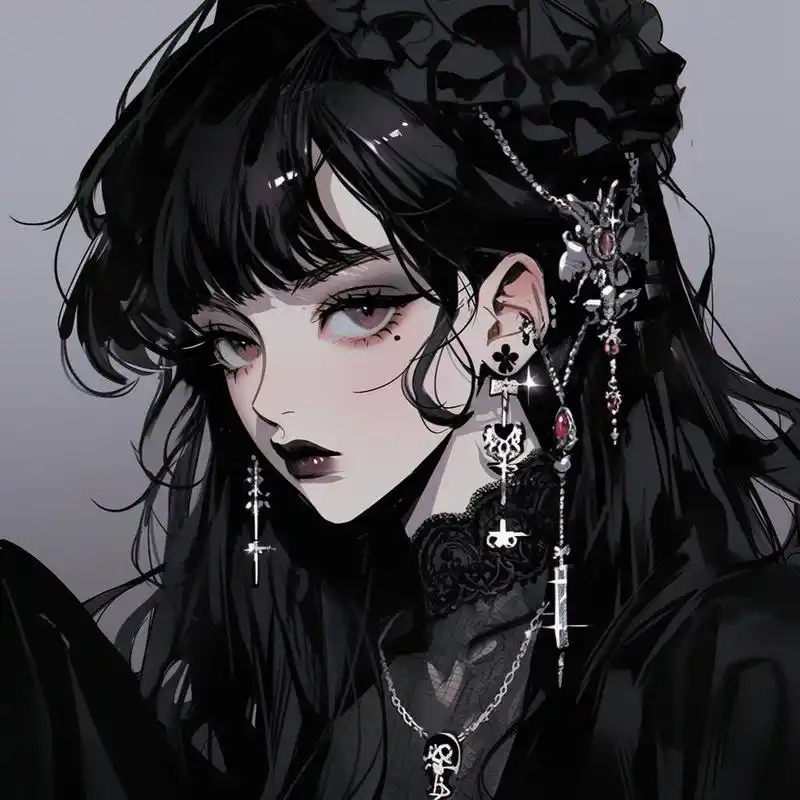 ai头像|暗黑系哥特女孩漫画头像
