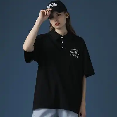 2020早春新款黑色t恤女短袖宽松欧货洋气学生韩版半袖polo衫ins潮