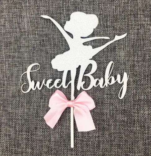 创意芭蕾舞女孩sweetbaby烘焙坊甜品派对生日纸质蛋糕装饰插
