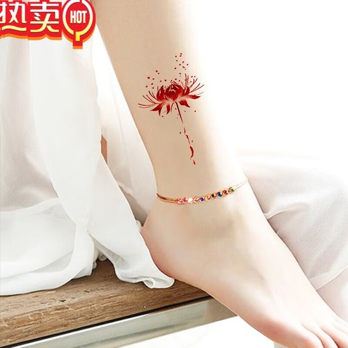 outrapay纹身贴 彼岸花纹身贴防水女性感沙地狱少女锁骨脚踝腿仿真