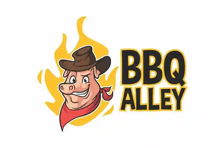 烧烤猪卡通吉祥物logo标志设计模板bbqalley–barbecuepigcharacter