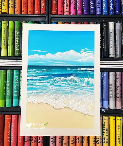 油画棒入门海滩附简单步骤