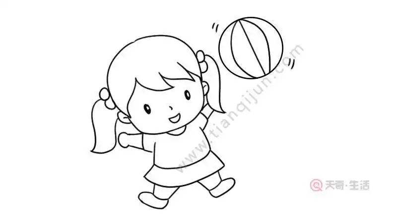 孩子在拍球简笔画幼儿学画拍皮球的小女孩小女孩简笔画-简笔画大全