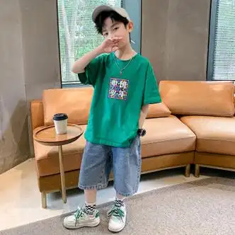 牧甸11到12至13岁男童短袖套装夏季14大童装15中国衣服8男孩帅气夏装7