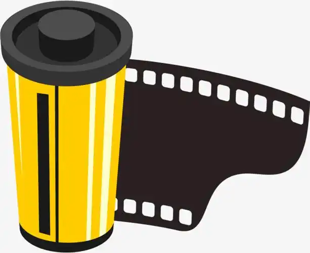 卡通过年街道单筒矢量卡通胶卷