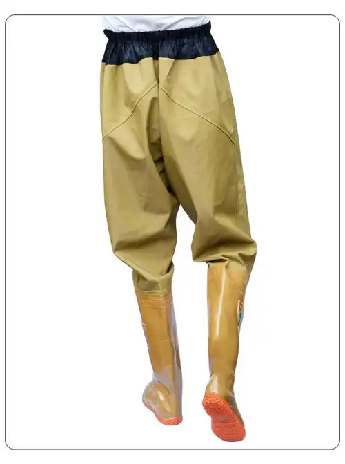 防水齐腰下水裤水裤半身抓鱼男雨裤带雨鞋叉水库连体裤