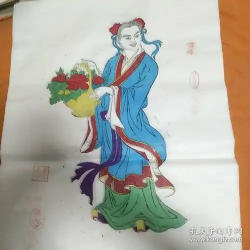 滕县王楼木刻年画八仙之蓝采和