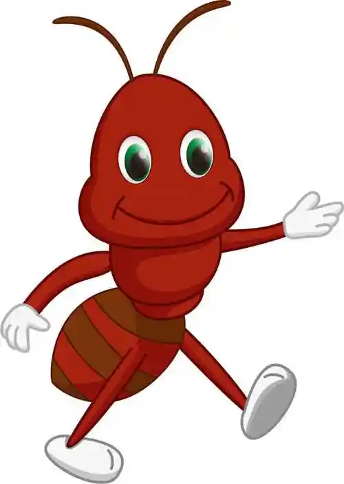 卡通红色蚂蚁的矢量插图