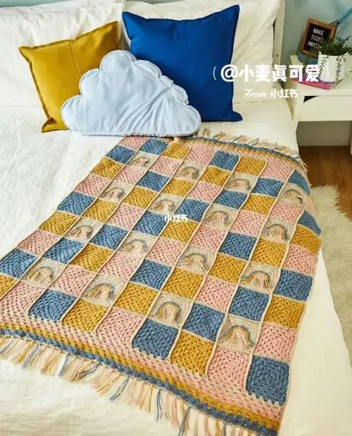 彩虹钩针毯子欣赏