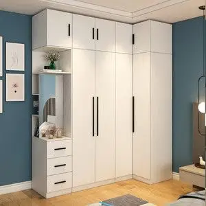 主卧室家用转角衣柜90度 小户型整体7字l型大拐角衣帽间柜子组合