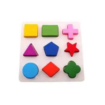 蒙氏早教儿童几何形状板 木制拼搭图形 教宝宝认知配对拼图 小号形状