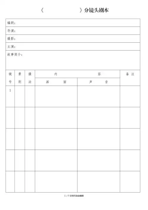 分镜头脚本表格