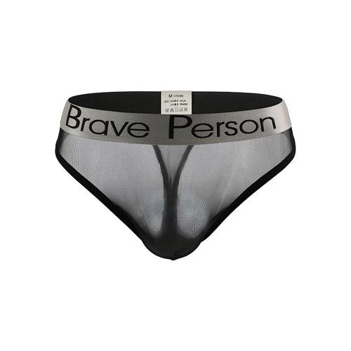 新款男士低腰性感透气透明网纱内裤 弹力微紧身宽边u凸囊袋丁字裤