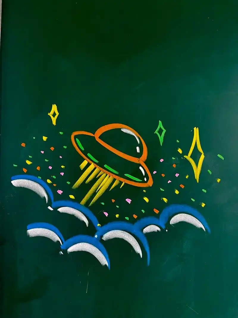 星7899地球91.#粉笔画 #黑板报粉笔画 #黑板报插图 # - 抖音